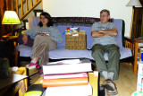 Mut and Jeff watch the game.