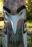 Bird and Frog on totem pole outside MacDonald Lodge.