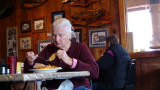 Oct. 2: We find this lady eating breakfast and think she looks a bit like Aunt Sarah! What do  you think?