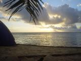 dawn in Mahahual, Mexico, from my tent