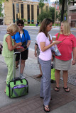 Swapping while waiting in line is a favorite activity.