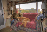 Charlie and Sunny Relaxing in RV at Dead Horse Pt
