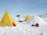 Scott Tent and quinzee snowmound shelter.JPG