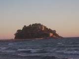 The castle of the French President seen from Toulon beach on the Mediterranean Sea