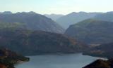 Hazy aerial view of Vallecito Lake