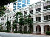 Side-view of the Raffles Hotel.  It is famous for it Singapore Slingers, a drink that now goes for about $20.
