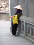 This Vietnamese woman seemed to be preoccupied in her thoughts.