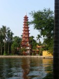 View of the Tran Quoc Pagoda, which is the oldest of all pagodas in Hanoi. It is located beside the dazzling West Lake in Hanoi.