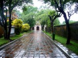 A wet pathway that was leading towards some of the emperors temples, including Hung Mieu and Th Mieu.