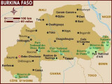 Map of burkina Faso with the star indicating Bobo-Dioulasso.