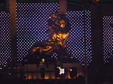 Close-up of the lion statue.