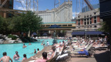 People relaxing at the New York, New York pool.