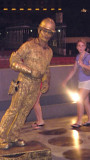 This gold-painted pantomime artist was performing on the Las Vegas strip.