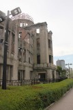 Side view of the A-Bomb Dome. Because the bomb blast was almost directly above the dome, some of the walls remained standing.