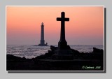 Lighthouse and Memorial on sunset at Goury