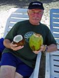 Dewas having a Coconut drink St Lucia