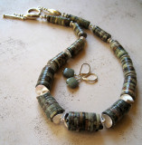 silver leaf jasper and sterling silver necklace and earrings
