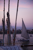 Packing up the sails after sunset.