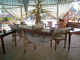 Table shaped as a boat in the little Pizza Restaurant