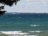 Hey... TWO freighters out there, plus one of the ferries heading back to Mackinaw City from Mackinac Island.