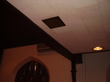 70 watt speakers are scattered around the building