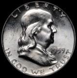 1959 Franklin Half Dollar PCGS MS 64 FBL obv