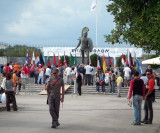 King Leonidas statue at the finish line