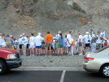 8 am start group gathers.  it's 103 F/39 C with 22% humidity