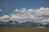 Landing the Maule next to Fish Lake