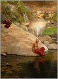 Monk Bathing Kalu Pokuna Sri Lanka