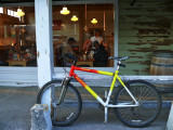 Pedaling to breakfast, McCloud. California, 2008