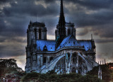 notre dame from seine river cruise, paris, france