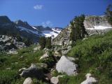 The Muir Trail climbs into upper  Donahue Basin in Yosemite National Park