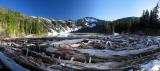 Cliff Lake panorama from log jammed outlet