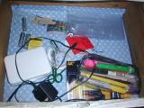 Supply Drawer scissors, pens, sewing kit media cards batteries