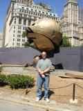 In front of the Sphere in Battery Park