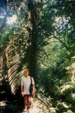 Paul beside a giant palm leaf