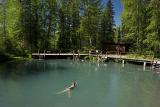 The upper pool is the deepest at Liard Hot Springs