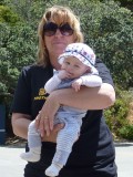Enjoying the sunshine with Auntie Carolyn