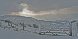 snow covered gate. (stiperstones)