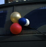 Baloons On Truck Windshield Moscow