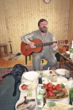 Andrey entertains at his dacha on a winter day
