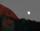 Half Dome, full moon