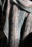Mixed warp shawl in the sunlight