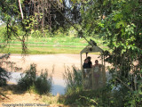 Ashley and Katie riding in the cable car across the Limpopo River from SA into Botswana