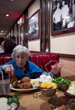 Barbecue Inn:  Mom digging fried chicken 