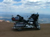 The Harley on the top of Pikes Peak
