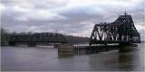 UP bridge over Mississippi at Clinton, Iowa, swing span open.jpg