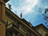 On a rooftop, classical statues<br />9972