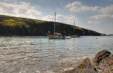 Yachts in Mwnt Bay.